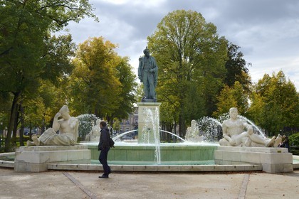 France, Haut Rhin, Colmar, the Fountain Bruat inaugurated in 1864 Champ de Mars in the park, by Auguste Bartholdi