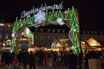France, Bas Rhin, Strasbourg, old town listed as World Heritage by UNESCO, Christmas market (Christkindelsmarik) on the place Broglie
