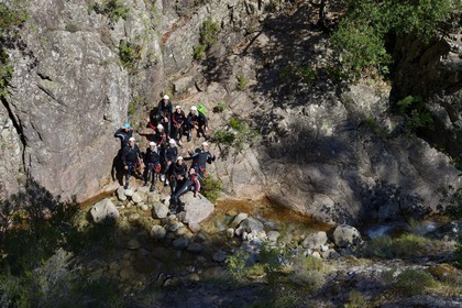 France, Corse-du-Sud (2A), Alta Rocca, Bavella, canyoning dans le torrent de Polischellu