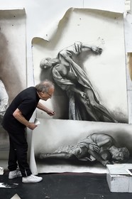 France, Ivry sur Seine, the artist Ernest Pignon-Ernest in his studio