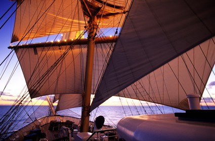 Caribbean sea, the five masted ship SPV Royal Clipper with every sail set