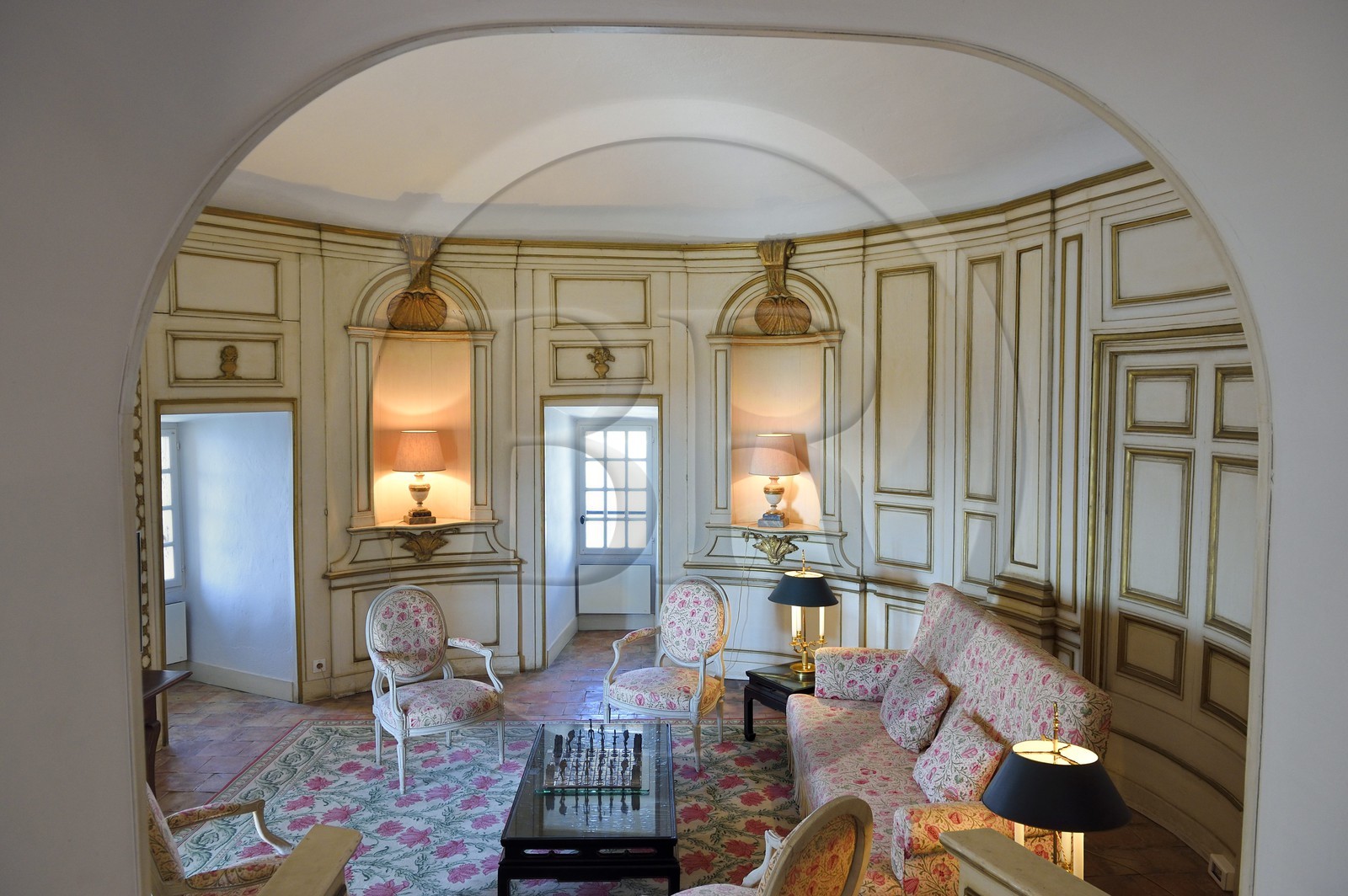 France, Var (83), Bormes les Mimosas, Fort de Brégançon, résidence officielle du président de la République, salon de la chapelle