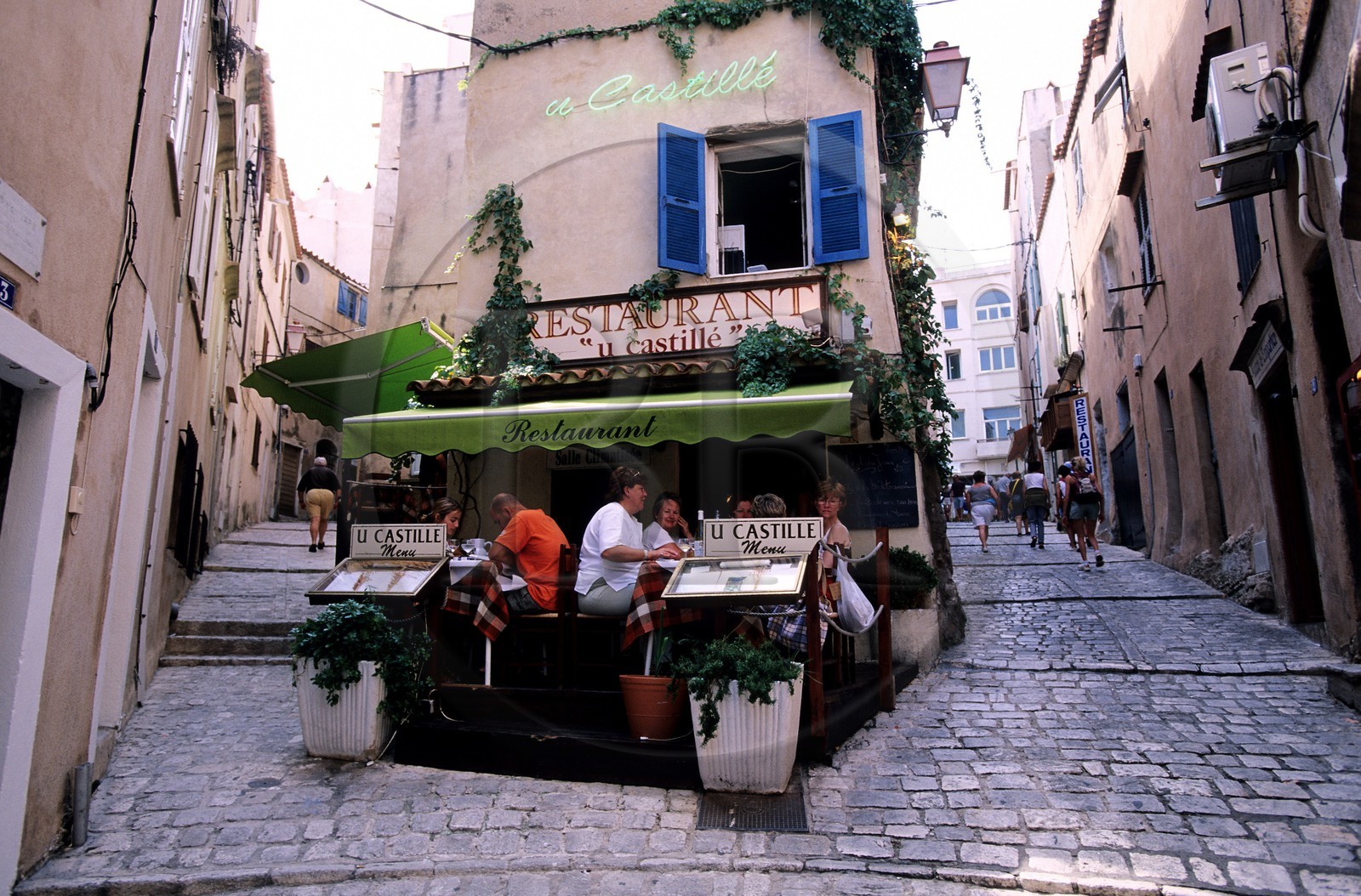 France, Corse du Sud, Bonifacio, restaurant in the upper city