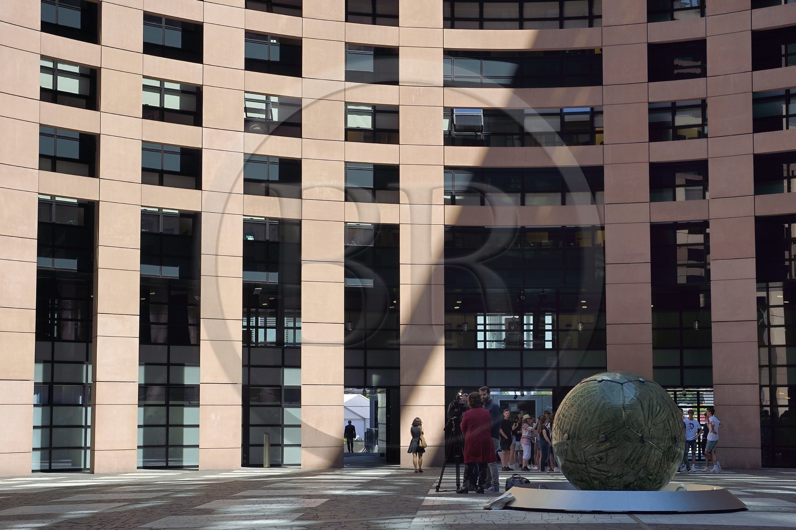 France, Bas Rhin, Strasbourg, European district, the European Parliament, Louise Weiss building, the agora is a monumental place located inside a recessed tower