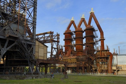 France, Moselle, Fensch Valley, Uckange steel mill, Blast furnace U4 park, building of the gas cleaning