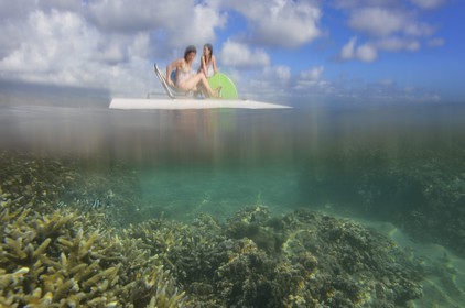 France, Ile de la Reunion, Côte Ouest, Saint-Gilles-Les-Bains (commune de Saint-Paul), le récif corallien du lagon de l'Ermitage et de La Saline-Les-Bains (vue sous-marine)
