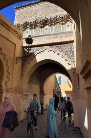 Morocco, High Atlas, Marrakech, Imperial city, Medina listed as World Heritage by UNESCO, entrance to the Ali Ben Youssef Medersa (Koranic school)