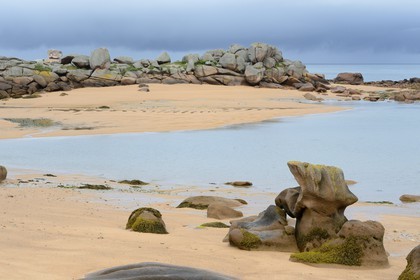 France, Cotes-d'Armor, Cote de Granit Rose (the Pink Granite coast), Tregastel, Renote island