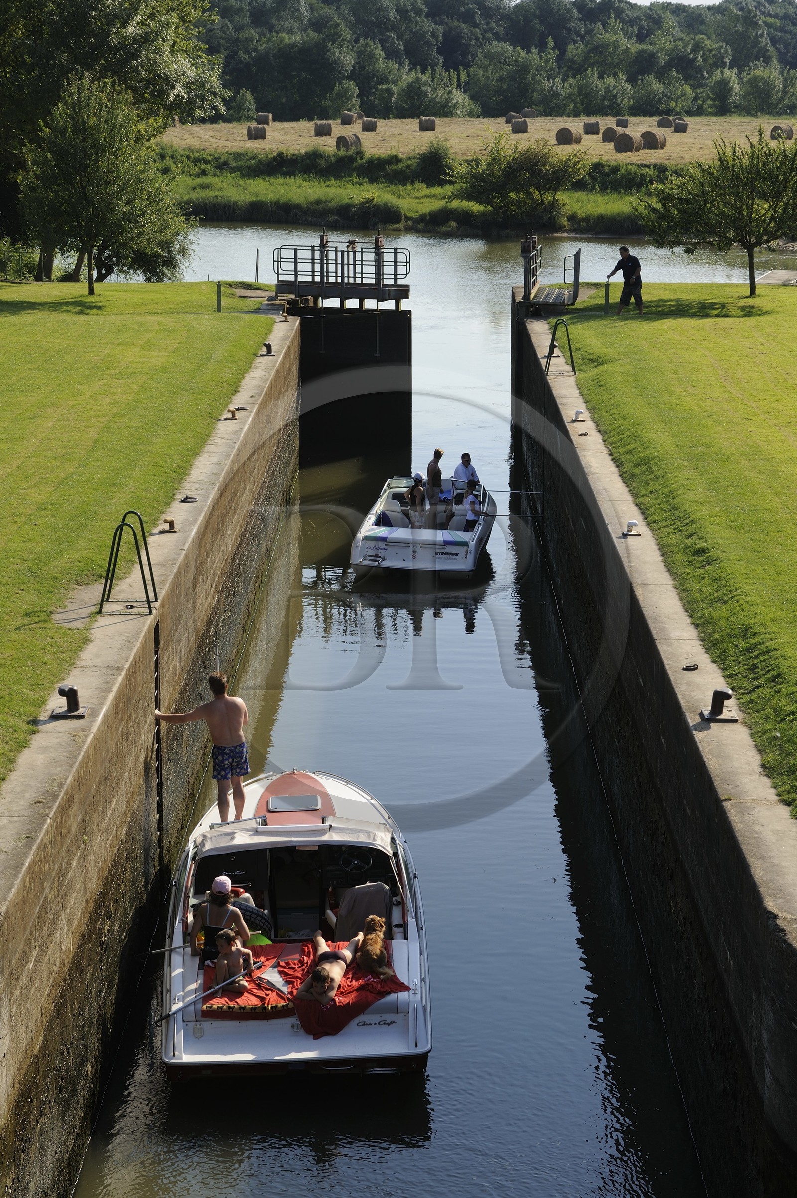 France, Saône et Loire (71), écluse de La Truchère sur la Seille