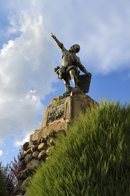 France, Corse du Sud, Prunelli river valley, Bastelica, statue of Sampiero Corso (1498-1567)