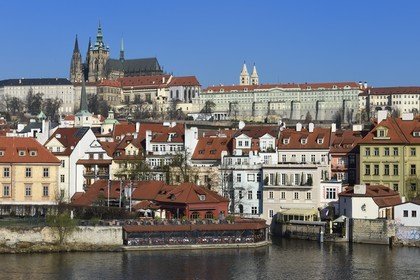 Czech Republic, Prague, historical centre listed as World Heritage by UNESCO, Mala Strana district and St. Vitus cathedral overlooking the Royal Castle in the background