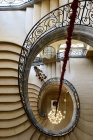 France, Meurthe-et-Moselle, Nancy, Stanislas square, Fine Arts museum, staircase with ironwork by Jean Lamour in the eighteenth century wing of the museum