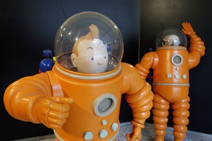Belgique, Bruxelles, statue de Tintin au Centre belge de la BD (droits de reproduction)