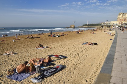 France, Pyrenees Atlantiques, Basque Country, Biarritz, the Grande Plage (town's largest beach)