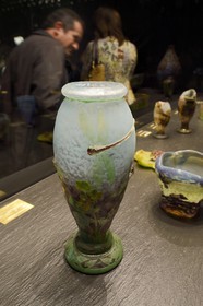 France, Meurthe-et-Moselle (54), Nancy, place Stanislas, musée des Beaux Arts, salle de la collection Daum, vase aux libellules et renoncules (1904)