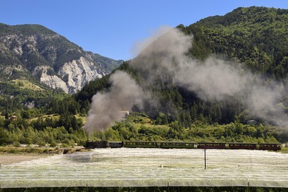 France, Alpes-de-Haute-Provence (04), Entrevaux, le Train des Pignes entre cultures et montagnes