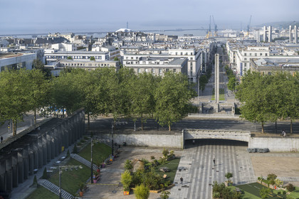 France, Finistère, Brest, Liberty Square and Rue de Siam which goes down to the port