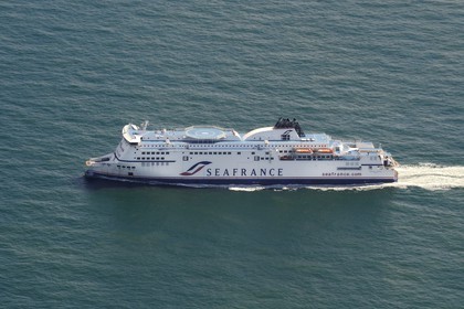 France, Pas de Calais, Seafrance ferry between France and England in the English Channel (aerial view)