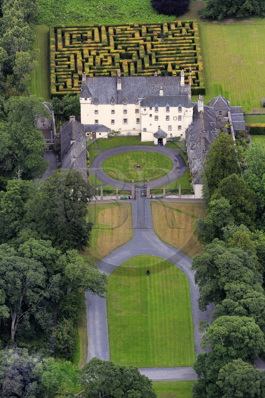 United Kingdom, Scotland, Borders, Tweed Valley, castle of Traquair House (aerial view)