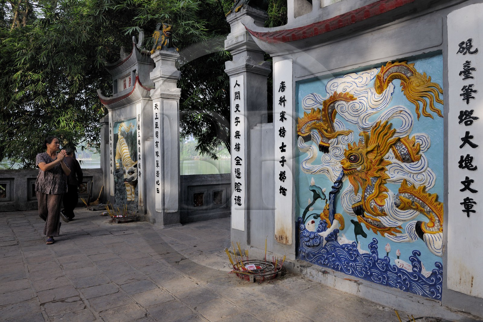 Vietnam, Hanoï, vieille ville, lac Hoan Kiem appelé le petit lac ou lac de l'épée restituée, temple Ngoc Son (de la montagne de jade)