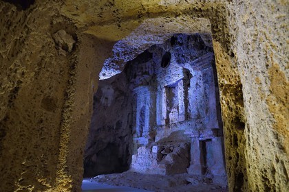France, Var, Provence Verte, Barjols, troglodyte Convent of the Carmelites Dechaux, the chapel with shells