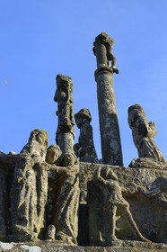 France, Finistère (29), , Saint-Jean-Trolimon, chapelle de Tronoën, détail du calvaire
