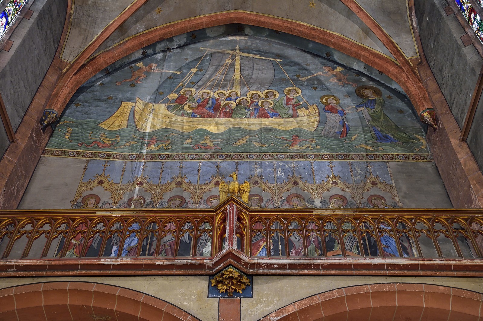 France, Bas-Rhin (67), Strasbourg, vieille ville classée au Patrimoine Mondial de l'UNESCO, église protestante Saint-Pierre-le-Jeune, réplique de la Navicella de Giotto