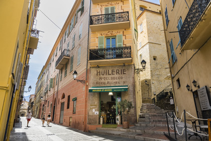 France, Alpes-Maritimes, Menton, old town, rue de Brea at the foot of the basilica
