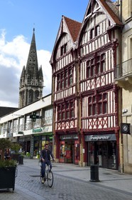 France, Calvados, Caen, half-timbered houses dating from the 16th century located at 52 and 54 rue Saint-Pierre