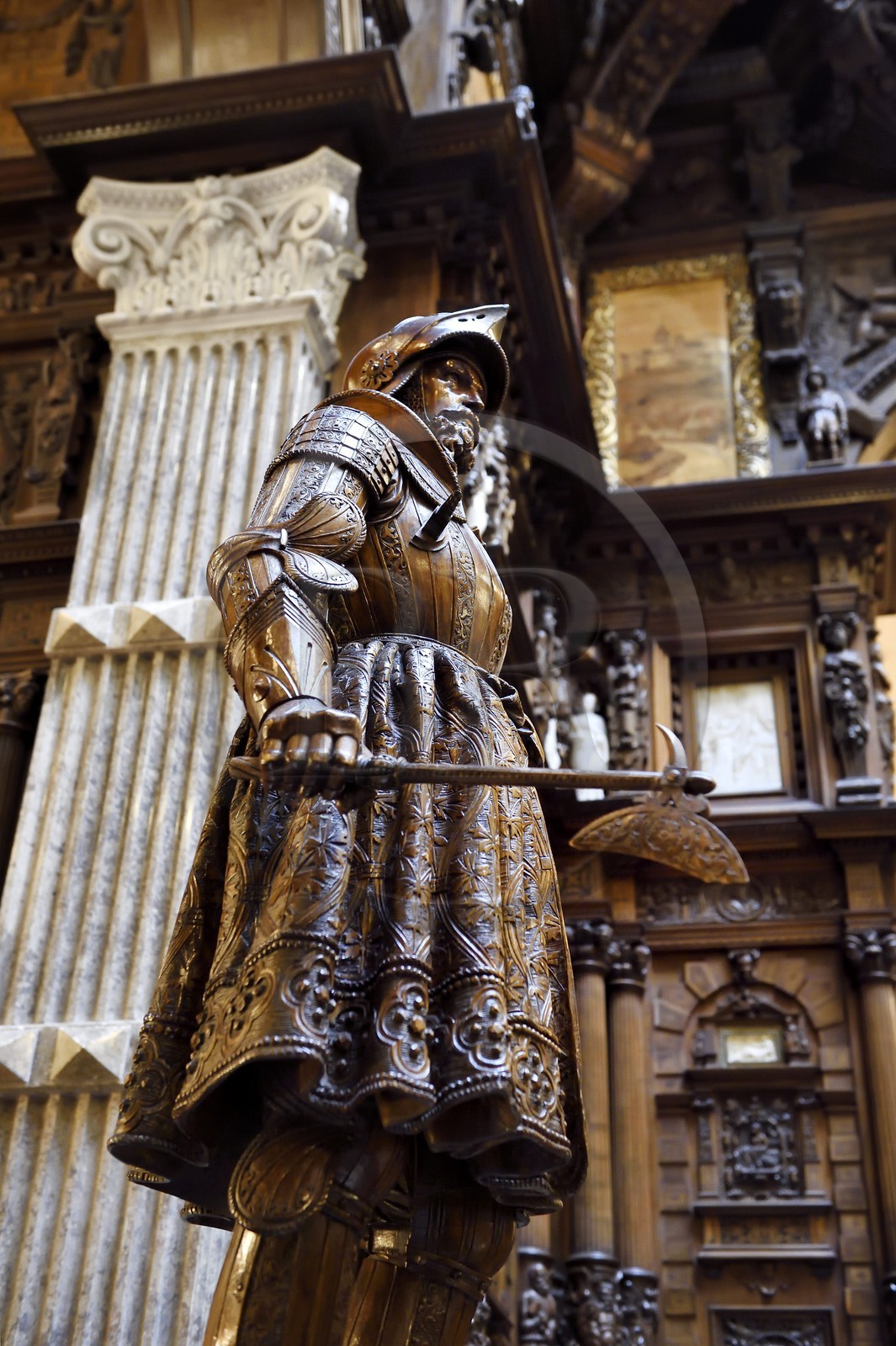 Roumanie, Valachie, Sinaia, château de Peles ancienne résidence royale édifiée de 1875 à 1883 pour le roi Carol Ier de Roumanie, le hall d'honneur