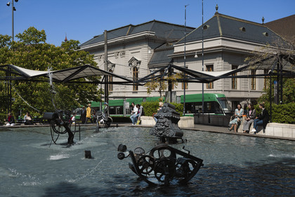 Switzerland, Basel, Theaterplatz, Tinguely's Carnival Fountain (Fasnachtsbrunnen)