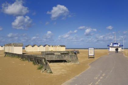 France, Calvados, Cote de Nacre, Ouistreham, Riva Bella, the beach huts
