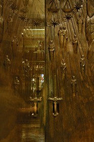 United Kingdom, London, United Grand Lodge of England, sculpted bronze door of the Grand Temple