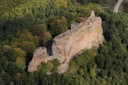 France, Bas Rhin, Lembach, Fleckenstein Castle (aerial view)