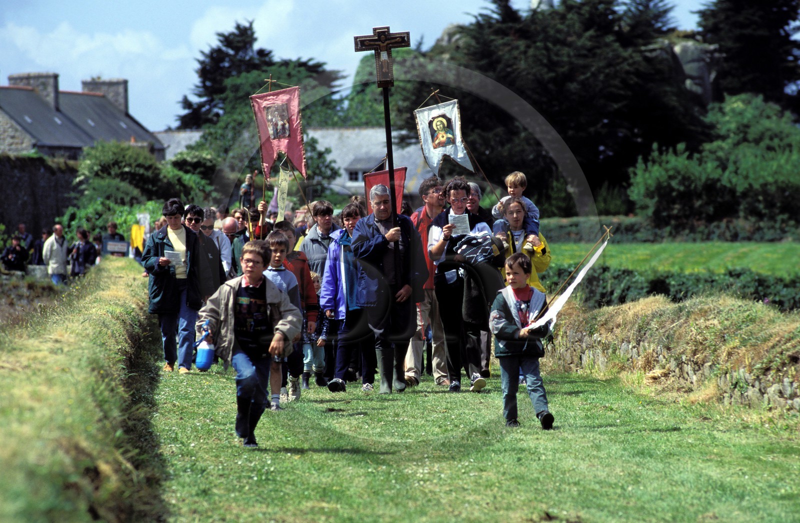 France, Côtes d'Armor, procession of the annual pilgrimage on the island of Saint Gildas