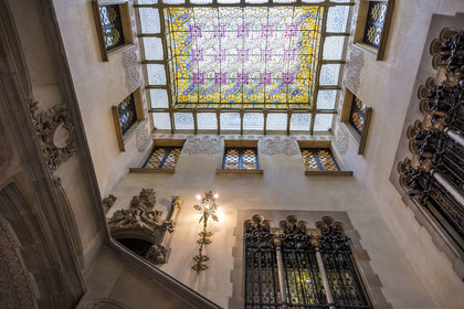 Spain, Catalonia, Barcelona, Eixample district, Passeig de Gracia, Casa Amatller by the Catalan modernist architect Josep Puig i Cadafalch, the main entrance under the large glass roof