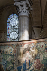 France, Cote d'Or, Climats terroirs of Burgundy, listed as World Heritage by UNESCO, Beaune, collégiale Notre-Dame de Beaune basilica, 15th century Tournai tapestries attributed to the Flemish painter Pierre Spicre depicting scenes from the life of the Virgin Mary