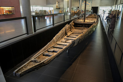 France, Bouches du Rhone, Arles, musée départemental Arles antique, barge called Arles-Rhone 3 dating from the 1st century and discovered in 2004 in the Rhone in Arles