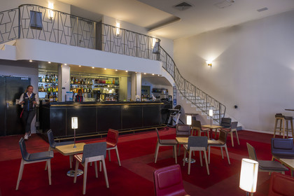 France, Loire Atlantique, Saint Nazaire, Escal'Atlantic in the former German submarine base brings the world of transatlantics back to life, reconstruction of 1st class smoking lounge