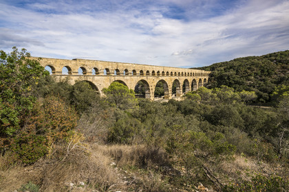 France, Gard, Pont du Gard classified World Heritage by UNESCO, Grand Site de France, Roman aqueduct over the Gardon River
