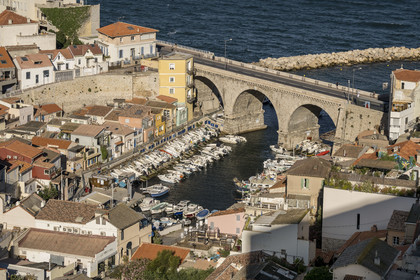 France, Bouches-du-Rhône (13), Marseille, quartier d'Endoume, le Vallon des Auffes et son petit port de pêche