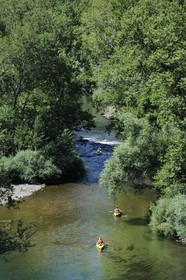 France, Herault, Orb river valley at Vieussan, kayaking the river Orb