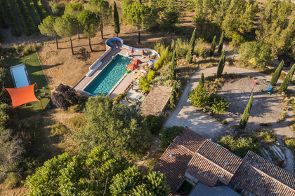 France, Var, Provence Verte (Green Provence), Bras village next to Saint Maximin, Le Peyrourier - une campagne en Provence Bed and Breakfast (aerial view)
