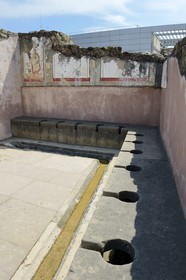France, Rhône (69), Saint-Romain-en-Gal, le site archéologique du musée gallo-romain de Saint-Romain-en-Gal, latrines des thermes des Lutteurs
