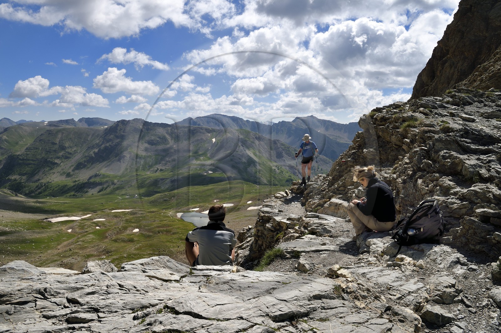 France, Alpes-de-Haute-Provence (04), Uvernet-Fours, parc national du Mercantour, vallée de l'Ubaye, sentier de randonnée du circuit des lacs au col de la Petite Cayolle (2639 m)