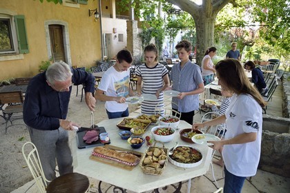 France, Var, Provence Verte (Green Provence), Bras village next to Saint Maximin, Le Peyrourier - une campagne en Provence Bed and Breakfast, friendly meal