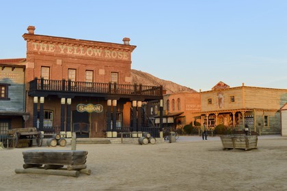 Spain, Andalusia, Almeria Province, Tabernas Desert, Parque Oasys Mini-Hollywood, a village of the West entirely built for the movie Once Upon a Time in the West by Sergio Leone, today converted into a Far West Amusement park