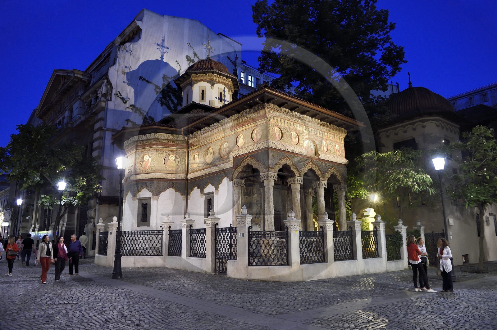 Roumanie, Bucharest, centre historique, Biserica Stravopoleos, église orthodoxe (1724) rue Stavropoleos