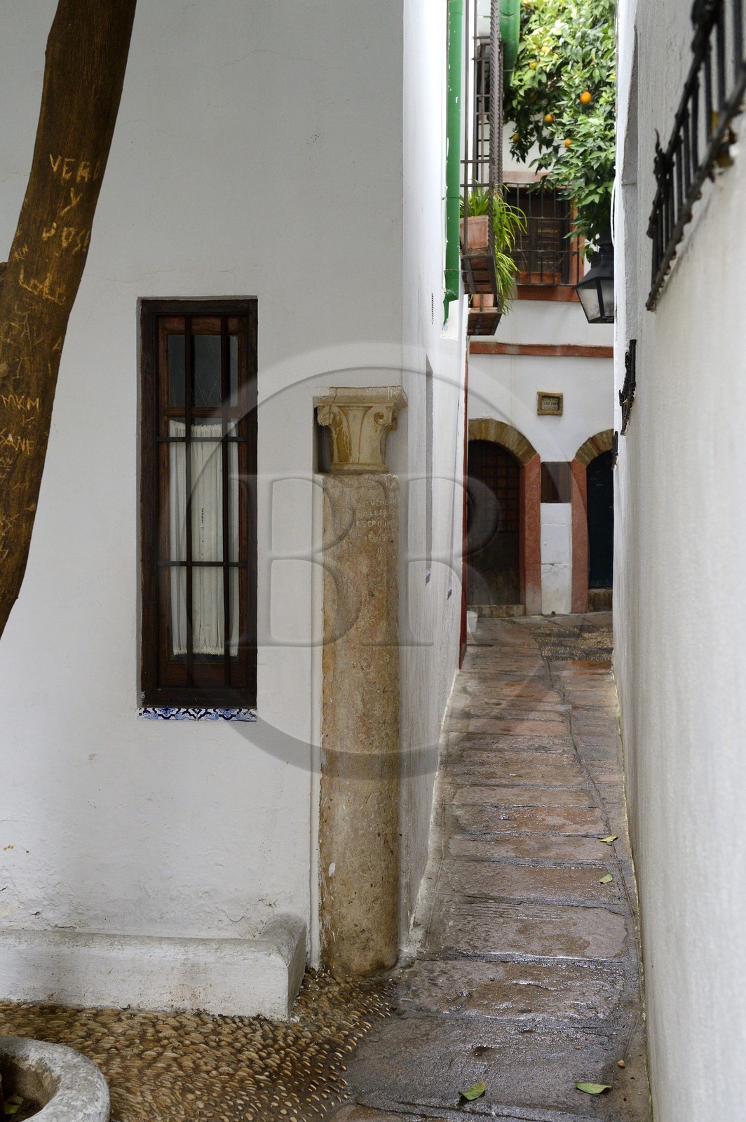 Espagne, Andalousie, Cordoue, centre historique classé Patrimoine Mondial de l'UNESCO, quartier de la Juderia, la calle del Panuelo (des mouchoires)  est une ruelle en impasse prolongeant la rue Pedro Jimenez