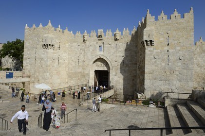 Israel, Jerusalem, holy city, the old town listed as World Heritage by UNESCO, Damascus Gate is the main entrance to the Old City